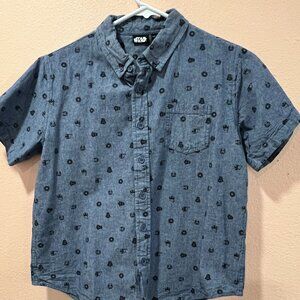 Star Wars Blue Short Sleeve Button Down Shirt / Chambray